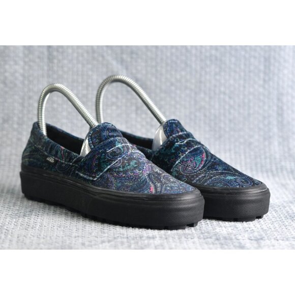New! Size: 4.5 Men/6 Women | VANS Style 53 Velvet Shoes Paisley | Blue Color - Picture 2 of 14